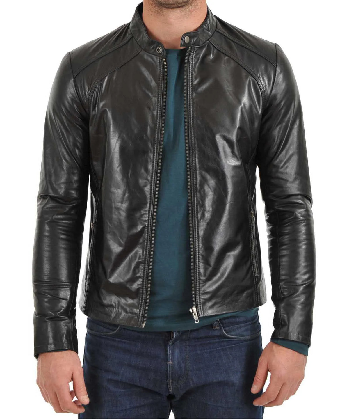 Chaqueta de piel de cordero auténtica para hombre MJ 60 
