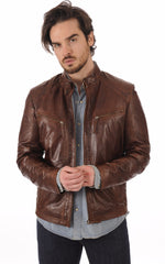 Men Genuine Leather Jacket MJ 60
