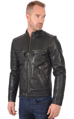 Men Genuine Leather Jacket MJ 70