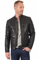 Men Genuine Leather Jacket MJ 70