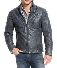 Chaqueta de piel de cordero auténtica para hombre MJ 73 