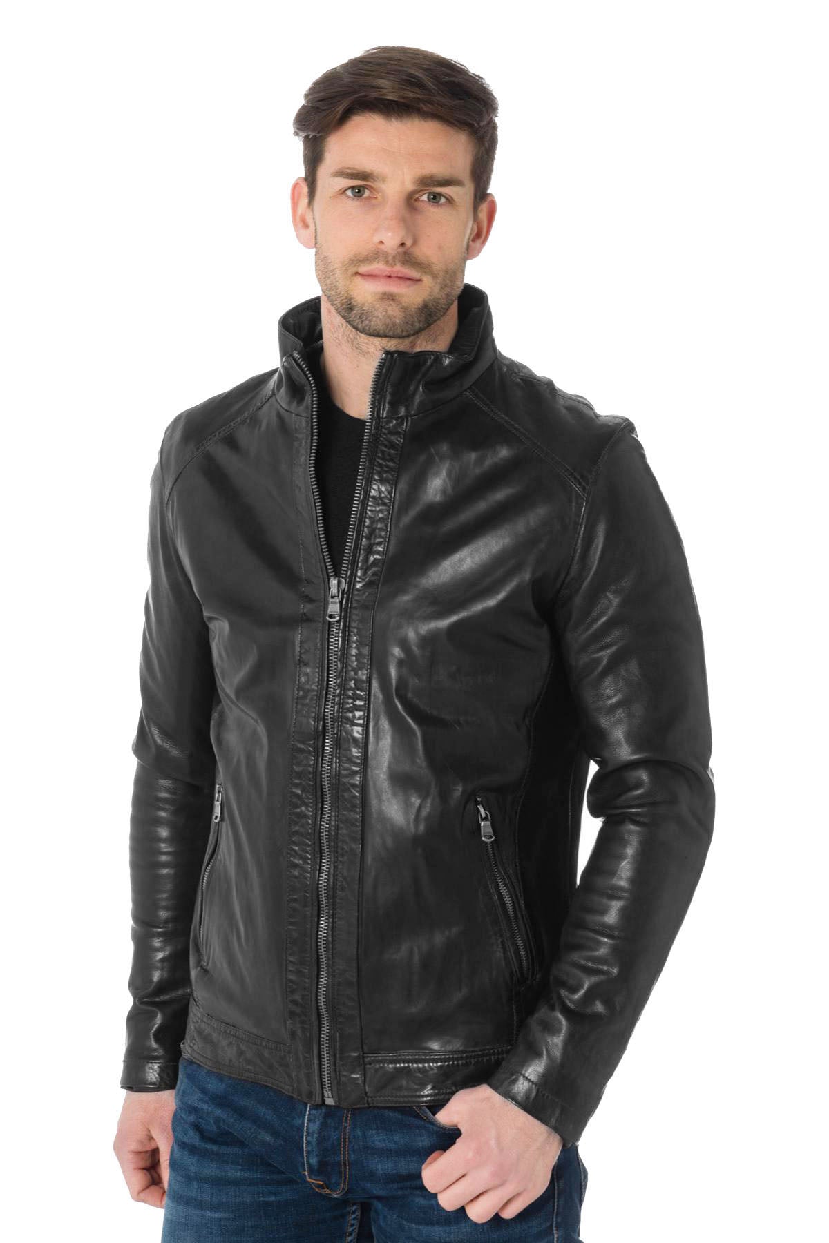 Men Genuine Leather Jacket MJ 74