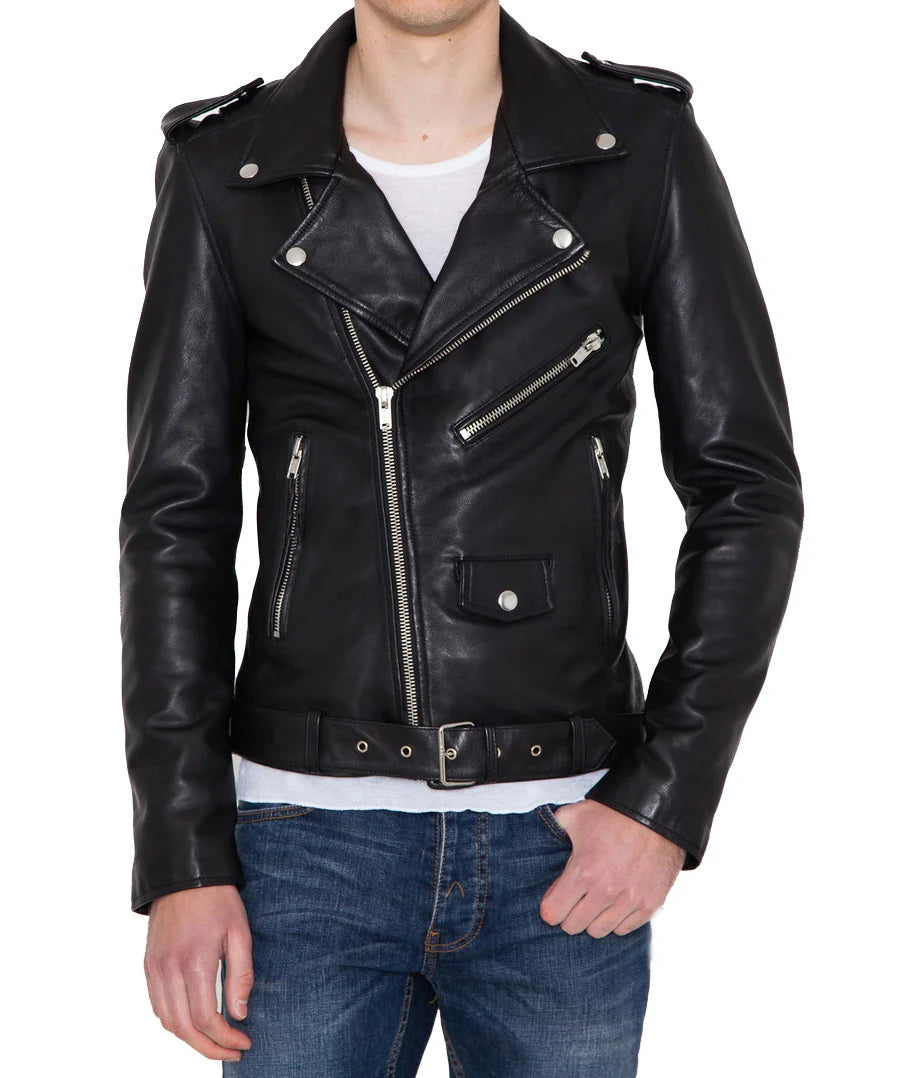 Men Lambskin Genuine Leather Jacket MJ 76