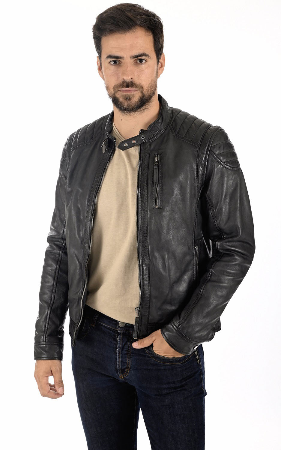Men Genuine Leather Jacket MJ 82 SkinOutfit