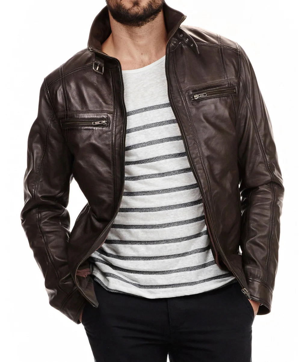 Men Lambskin Genuine Leather Jacket MJ 84