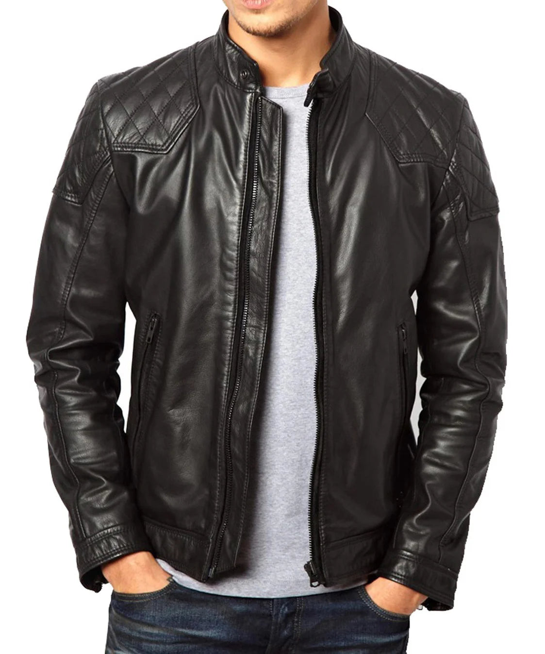 Men Lambskin Genuine Leather Jacket MJ 87