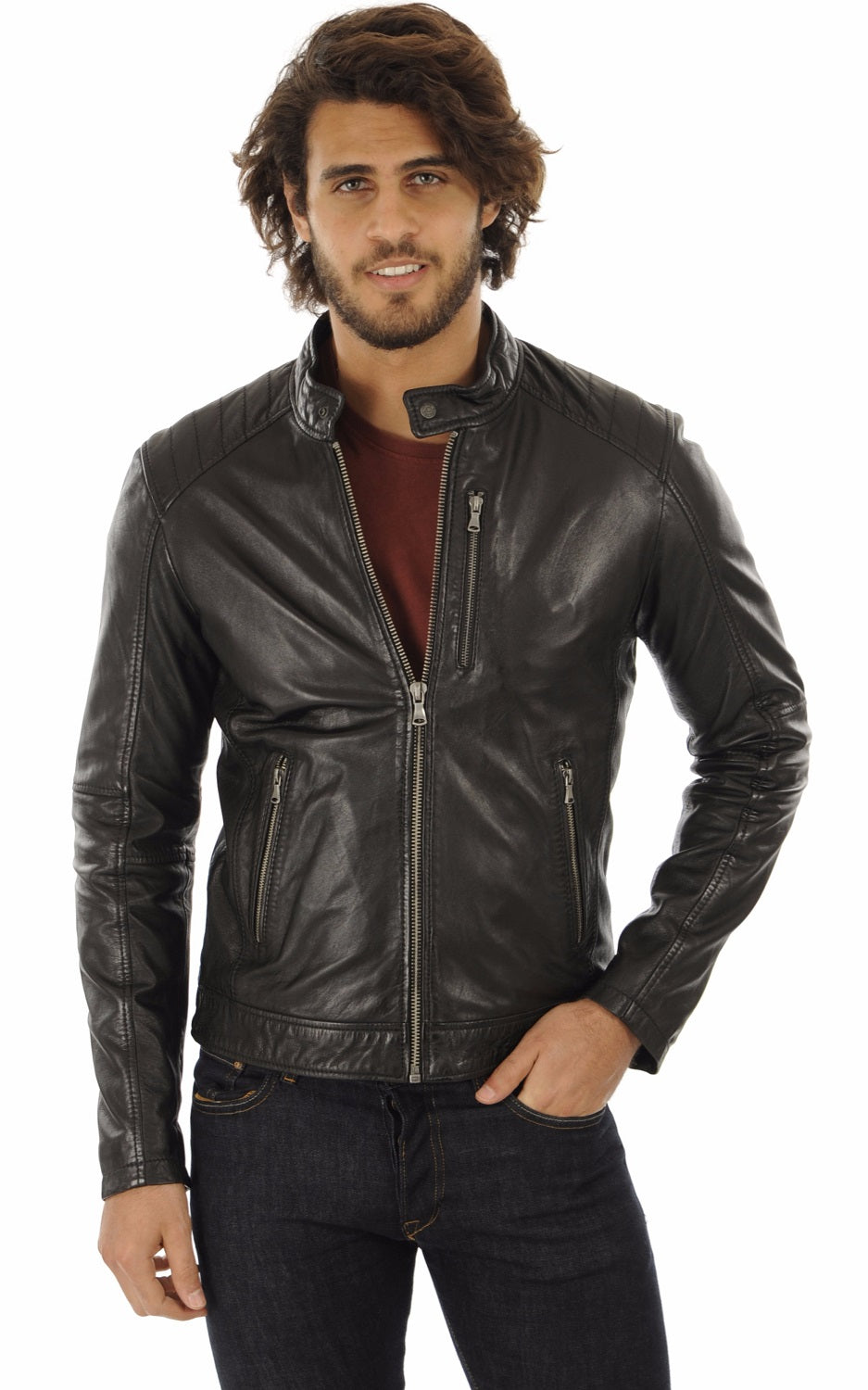 Men Genuine Leather Jacket MJ 89