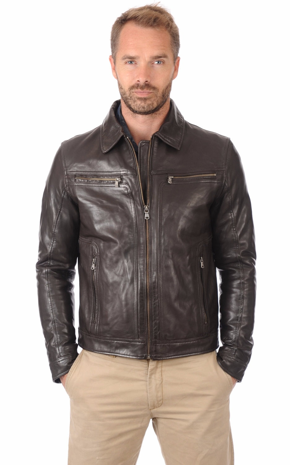 Men Genuine Leather Jacket MJ 91