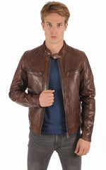 Men Genuine Leather Jacket MJ 93