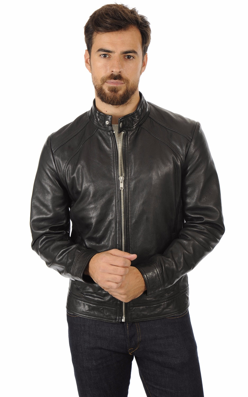 Men Genuine Leather Jacket MJ 95