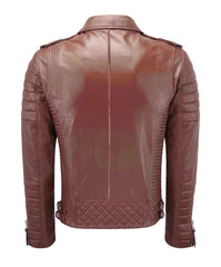 Men Biker Leather Jacket Tan SkinOutfit