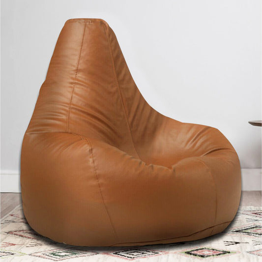 Faux Leather Recliner Beanbag Tan SkinOutfit