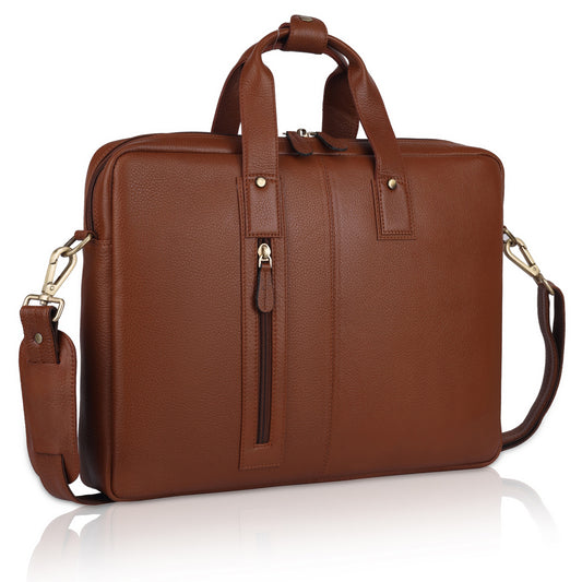 Genuine Leather Laptop Messenger Bags for Men and Women Tan SkinOutfit