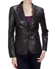 Women Genuine Leather Blazer Coat WB 01