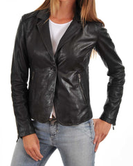 Women Genuine Leather Blazer Coat WB 02