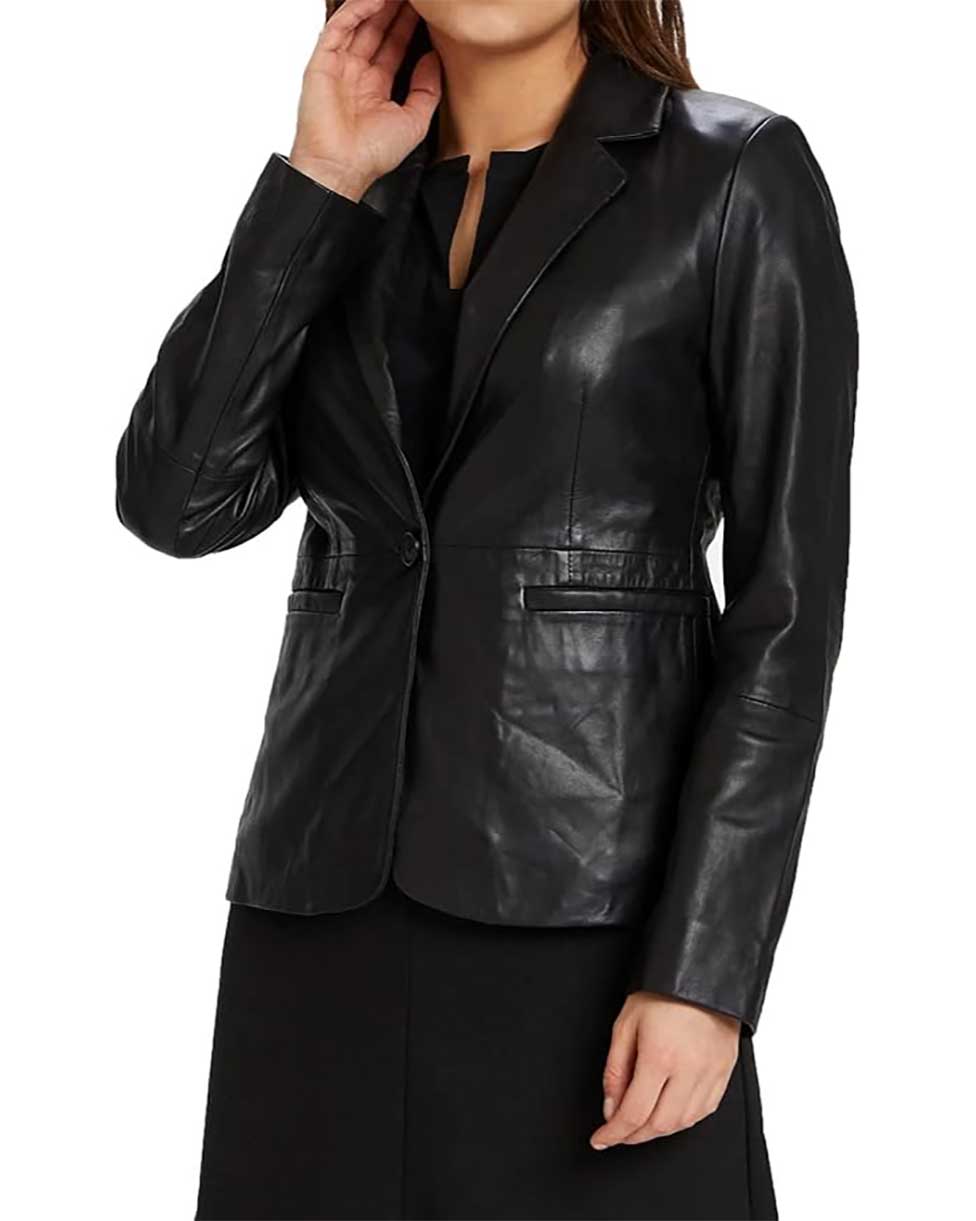 Women Genuine Leather Blazer Coat WB 06