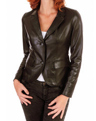 Women Genuine Leather Blazer Coat WB 09