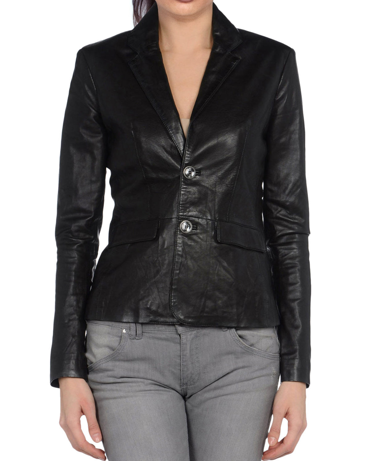 Women Genuine Leather Blazer Coat WB 11