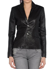 Women Genuine Leather Blazer Coat WB 11