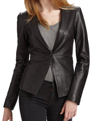 Women Genuine Leather Blazer Coat WB 13