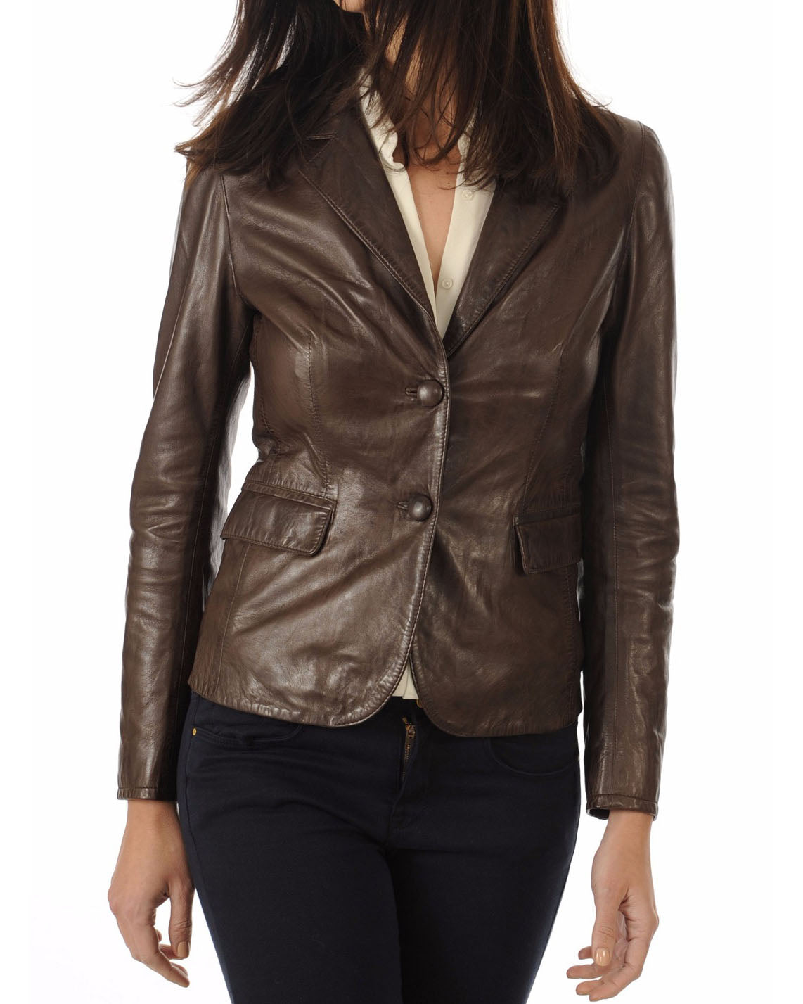Women Genuine Leather Blazer Coat WB 15