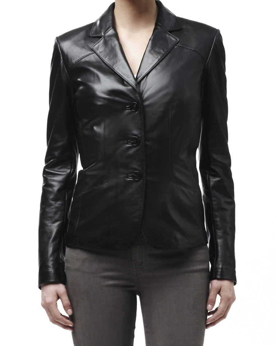 Women Genuine Leather Blazer Coat WB 24