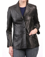 Women Genuine Leather Blazer Coat WB 25