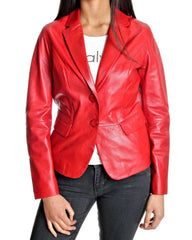 Women Genuine Leather Blazer Coat WB 29
