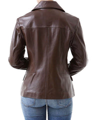 Women Genuine Leather Blazer Coat WB 32