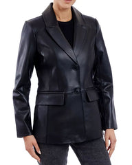 Women Genuine Leather Blazer Coat WB 40