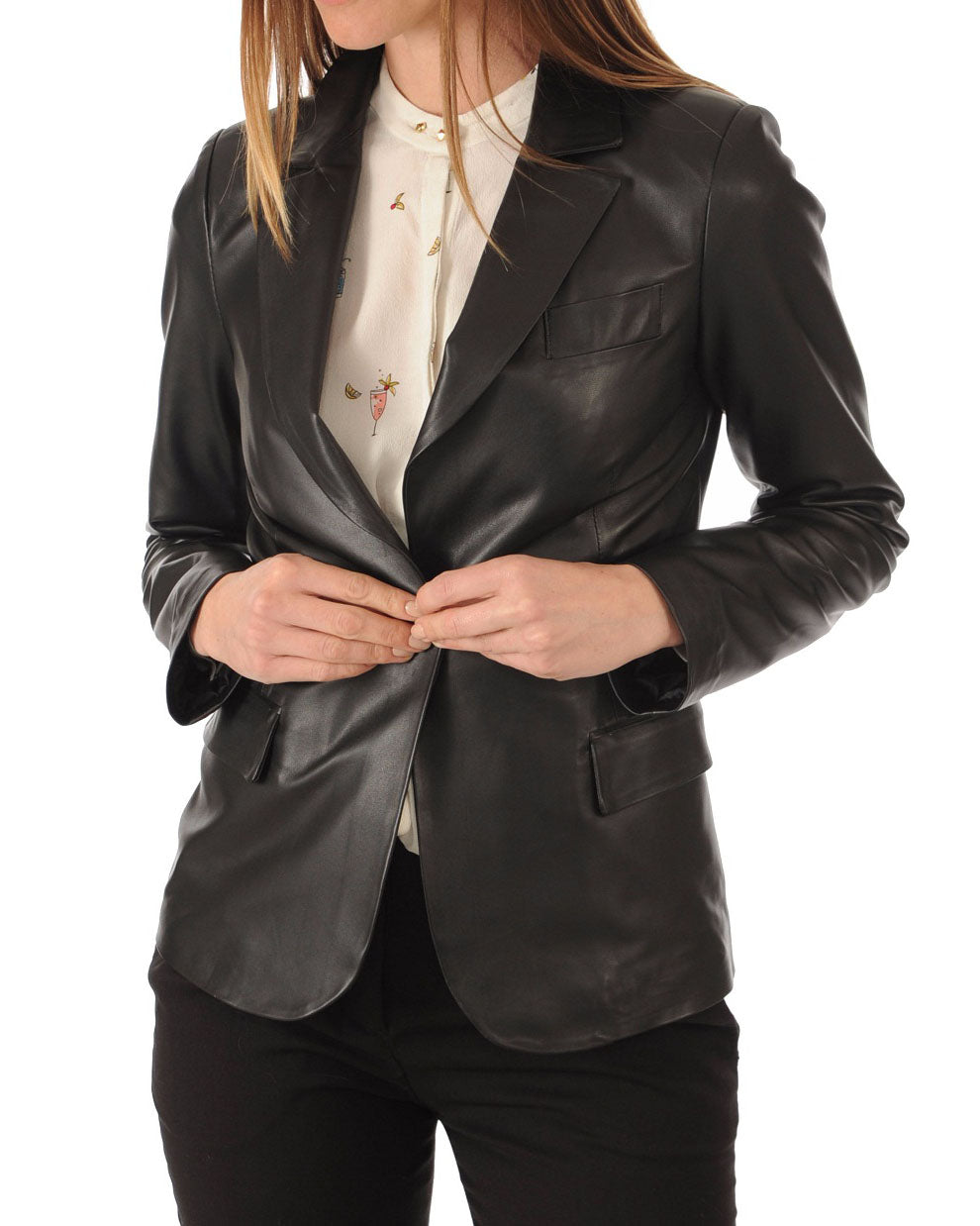 Women Genuine Leather Blazer Coat WB 41