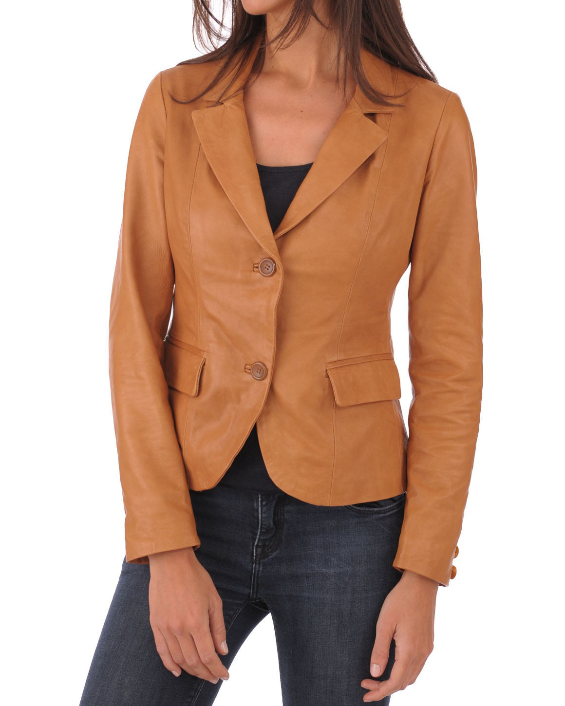 Women Genuine Leather Blazer Coat WB 43