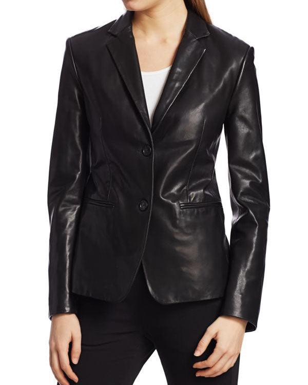 Women Genuine Leather Blazer Coat WB 45
