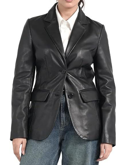 Women Genuine Leather Blazer Coat WB 47