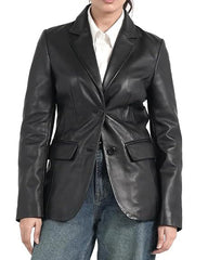 Women Genuine Leather Blazer Coat WB 47