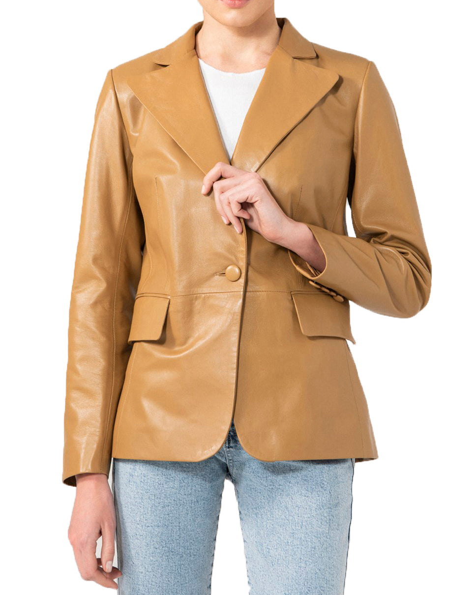 Women Genuine Leather Blazer Coat WB 49