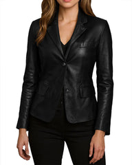 Women Genuine Leather Blazer Coat WB 50