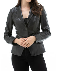 Women Genuine Leather Blazer Coat WB 51