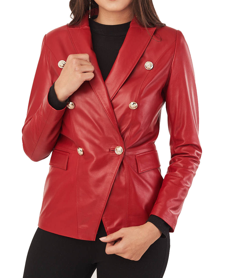 Women Genuine Leather Blazer Coat WB 55
