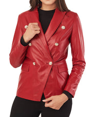 Women Genuine Leather Blazer Coat WB 55