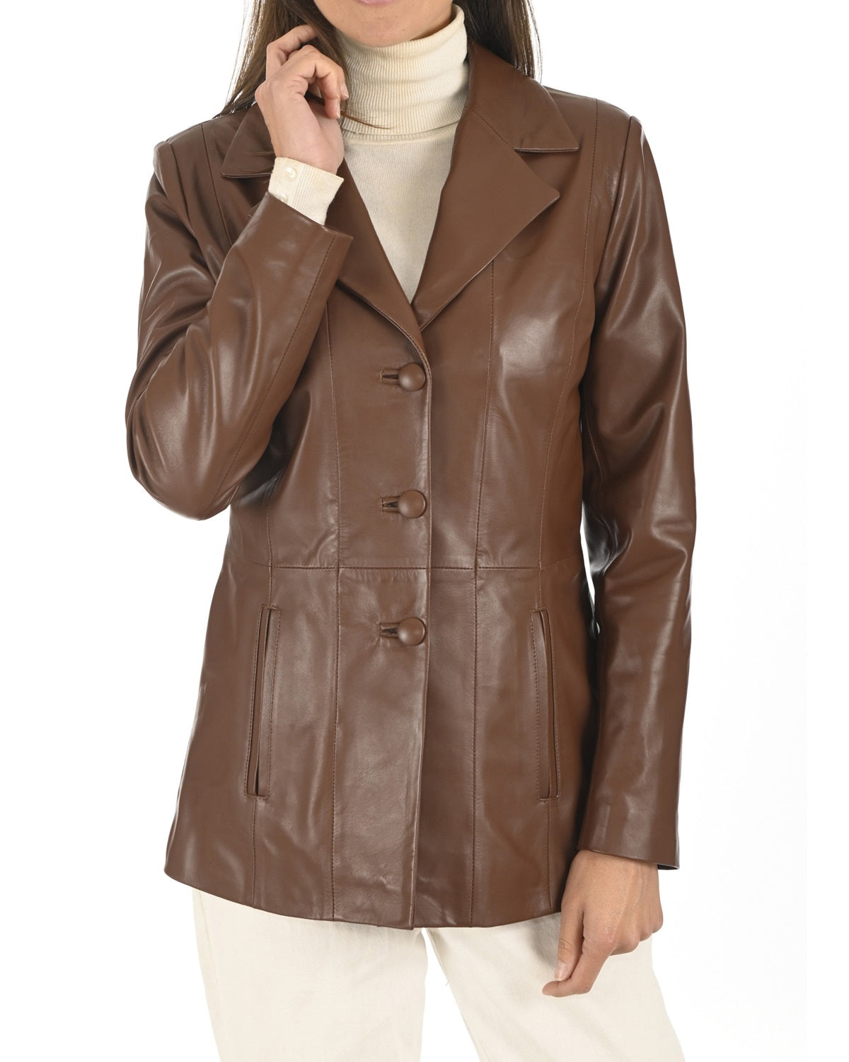 Women Genuine Leather Blazer Coat WB 56