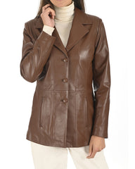 Women Genuine Leather Blazer Coat WB 56