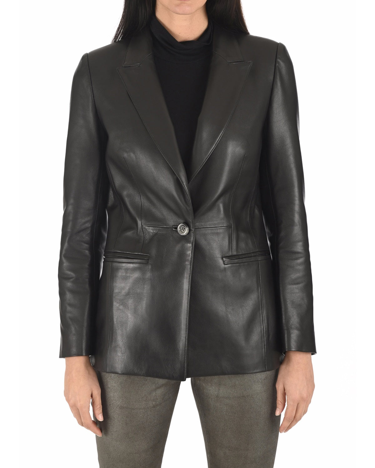 Women Genuine Leather Blazer Coat WB 58