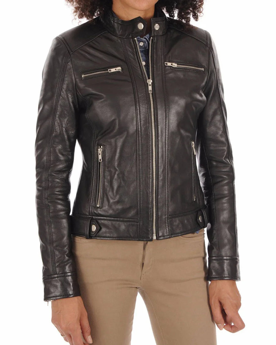 Women Lambskin Genuine Leather Jacket WJ 02