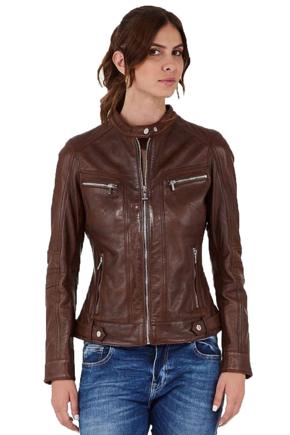 Women Genuine Leather Jacket WJ112 SkinOutfit