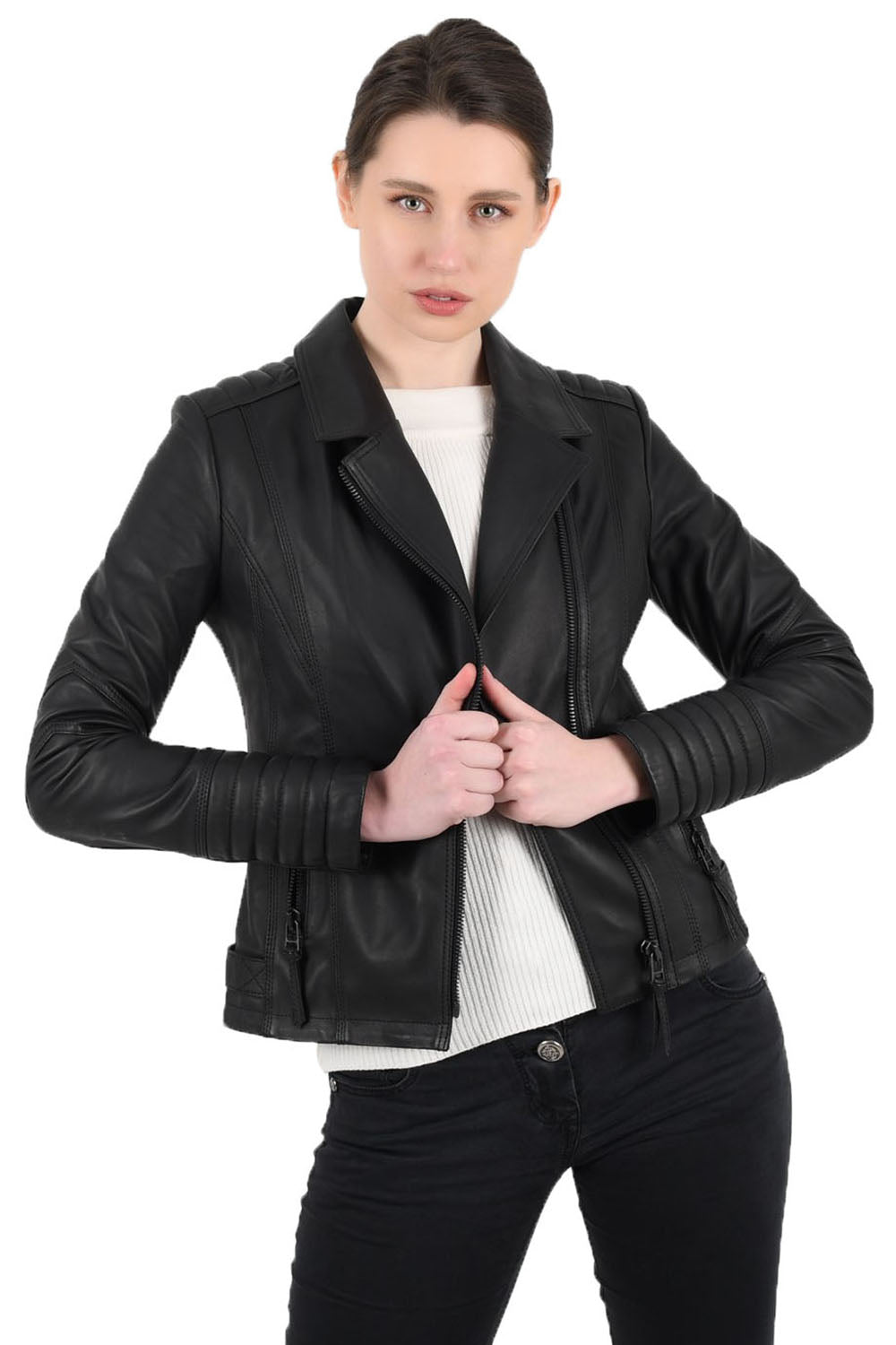 Women Genuine Leather Jacket WJ153 SkinOutfit