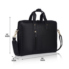 Genuine Leather Laptop Messenger Bags for Men and Women Black SkinOutfit