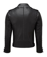 Men's Motorcycle Leather Jacket Black SkinOutfit