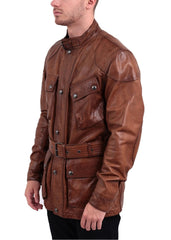 Men Genuine Turner Leather Jacket 04 freeshipping - SkinOutfit