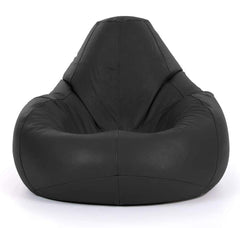 Genuine Cowhide Leather Recliner Beanbag Chairs Black SkinOutfit